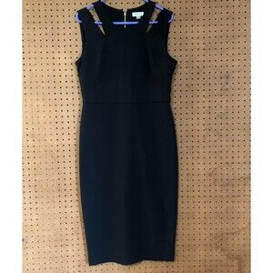 Calvin Klein Black Dress Cutout Sexy Neckline Sleeveless Midi 12‎ Formal Classic